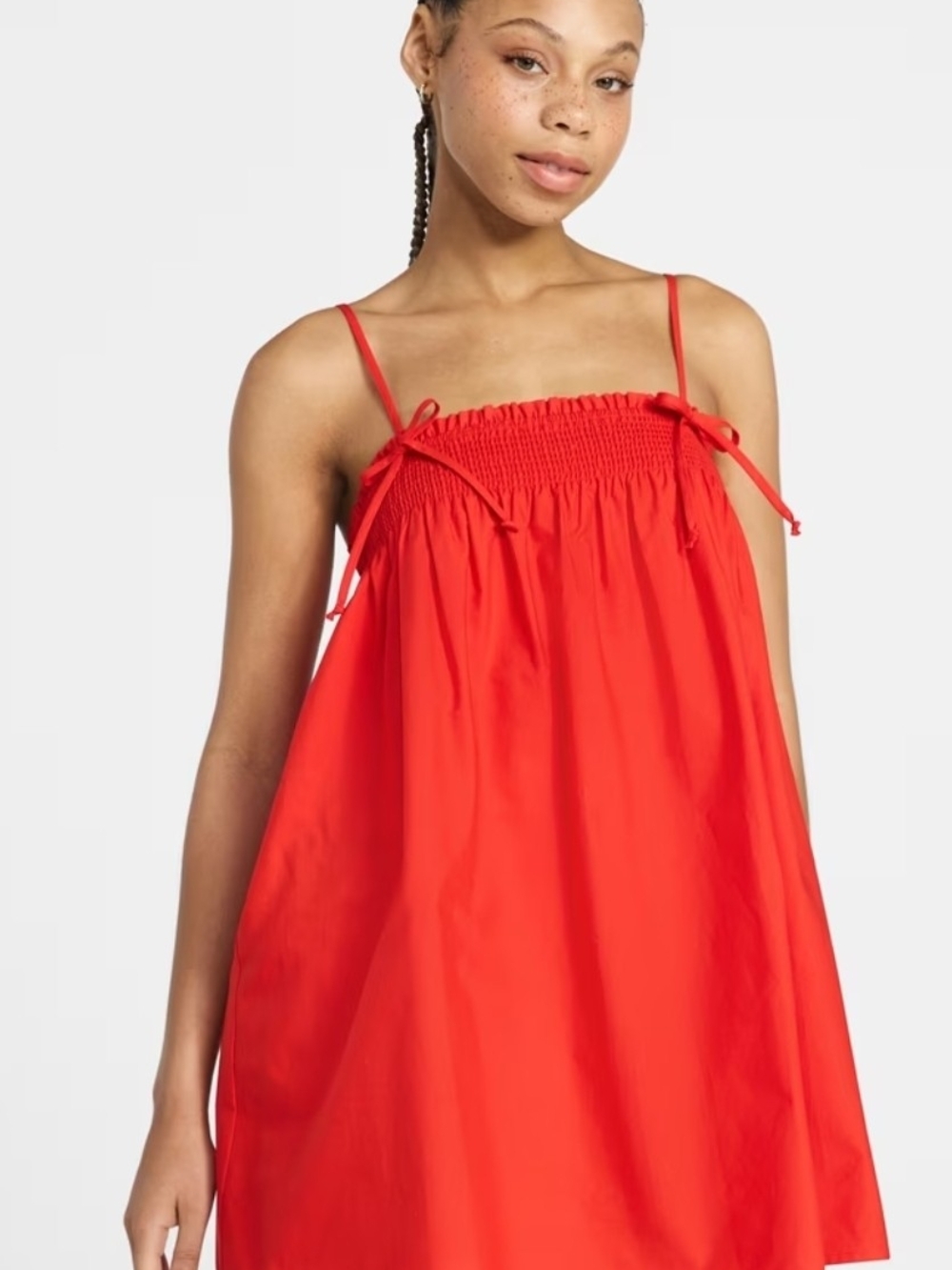 No Boundaries Red Smocked Strap Babydoll Chemise